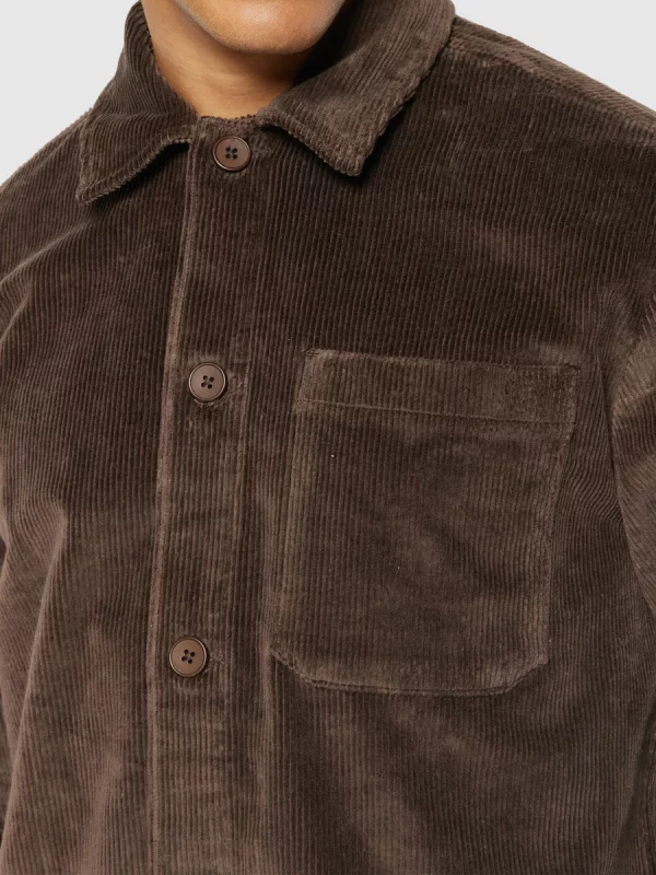 Stretched wales corduroy overshirt Overshirts Demitasse brown x jpg