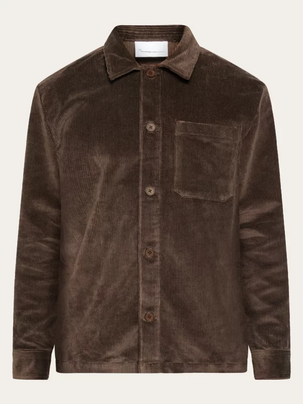 Stretched wales corduroy overshirt Overshirts Demitasse brown x jpg
