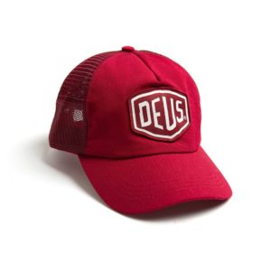 deus cap woven shield trucker red