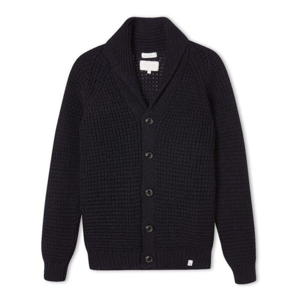 waffle shawl cardigan navy