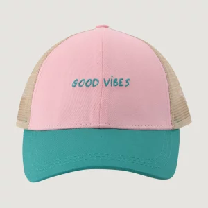 good vibes cassini twill cotton mesh trucker cap pink green beige x jpg