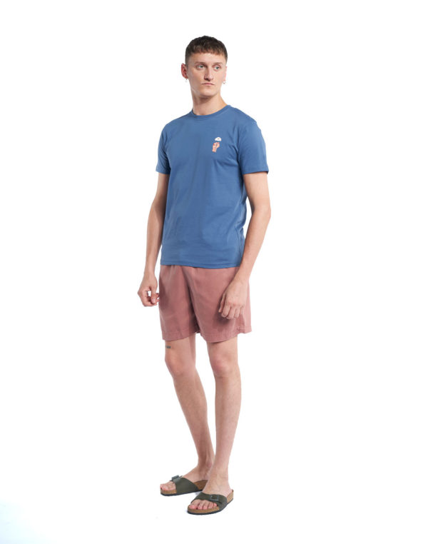 t shirt flower power bleu cobalt