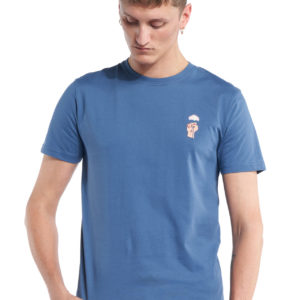 t shirt flower power bleu cobalt
