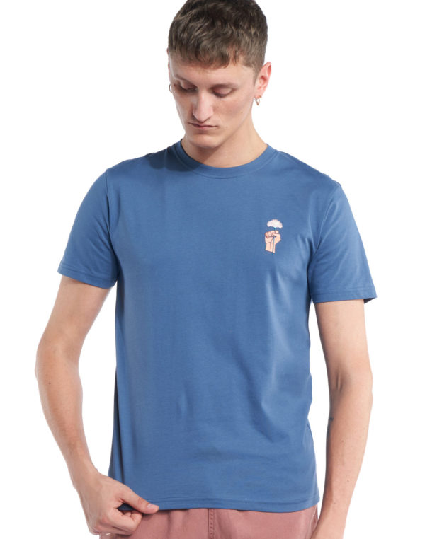 t shirt flower power bleu cobalt