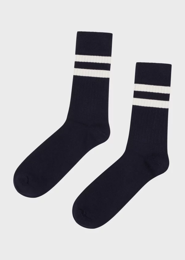 Retro cotton sock Socks KC Navy cream x jpg