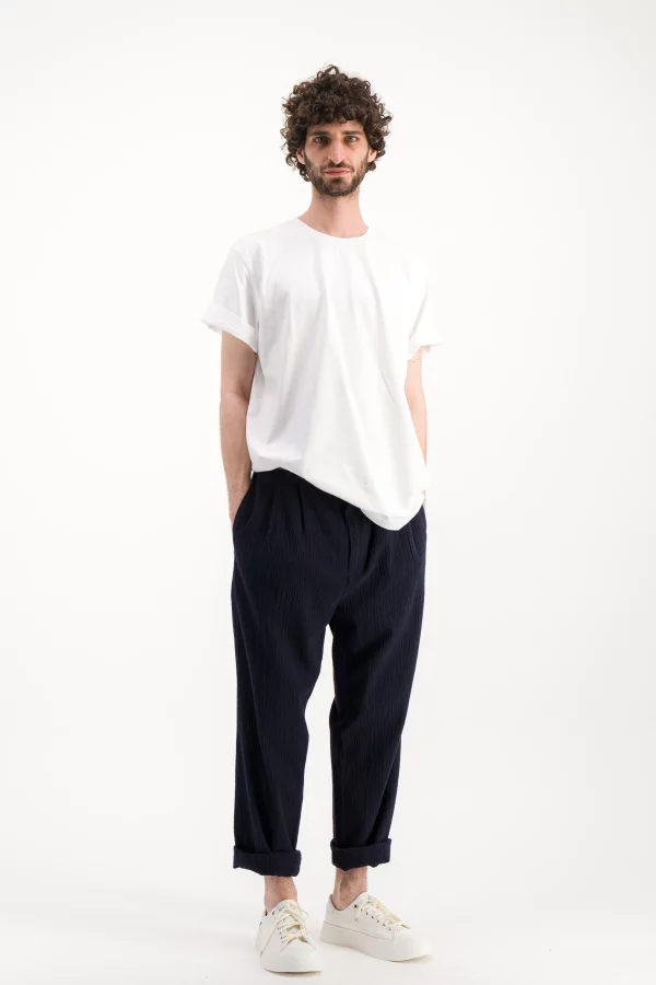 parages pantalon seersucker navy jpg