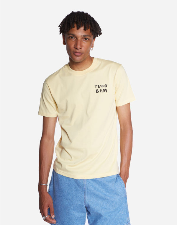 t shirt tudo bem jaune pastel